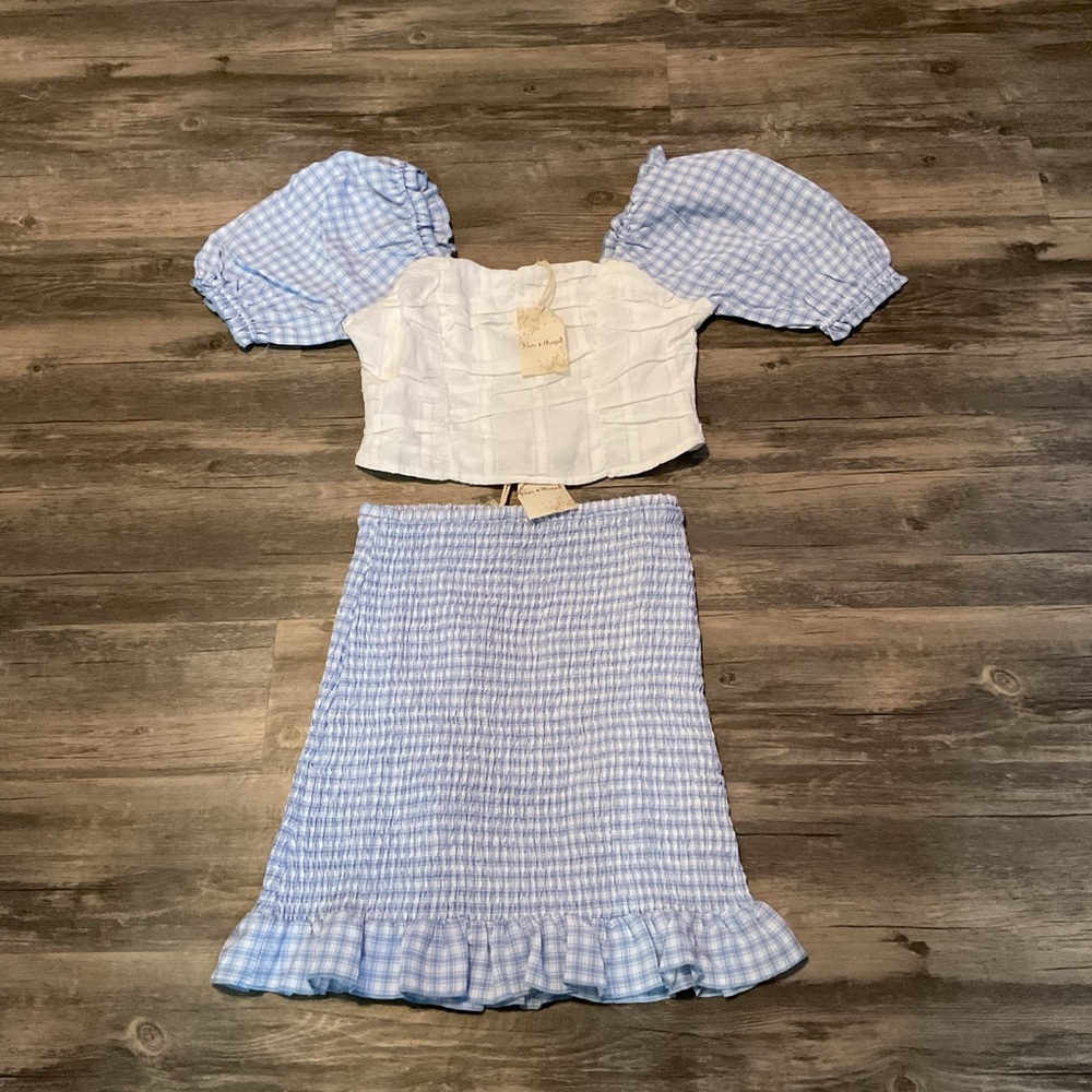 Hem and Thread Gingham Skirt Set NWT